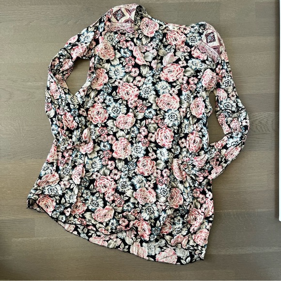 Billabong Floral Long-sleeved Vee Neck Beach Sun Dress Size Small/Med GUC - Picture 9 of 13